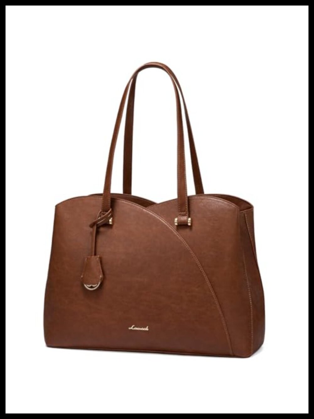 Vintage Leather Work Tote Bag for Women - 15.6 Inch Laptop Compartment -